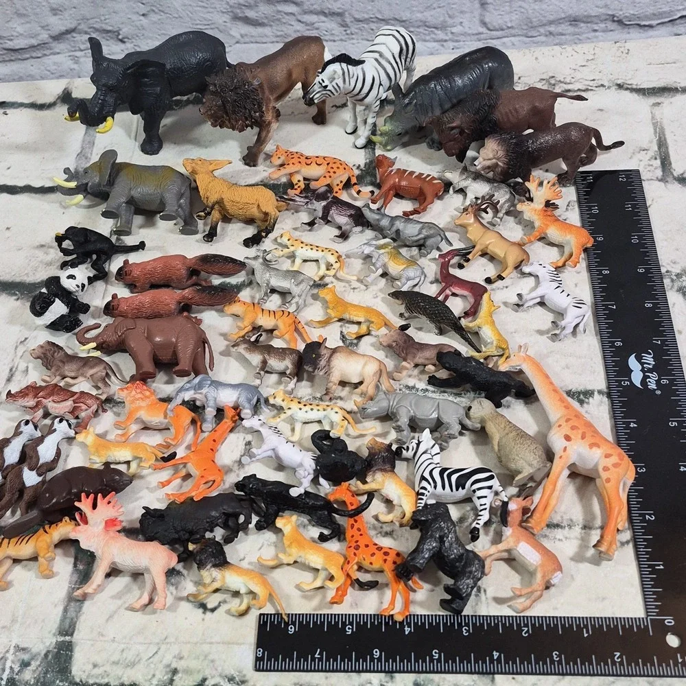 Animal Mini Figures Large Assorted Lot Of 58 Zoo Wildlife Science Nature